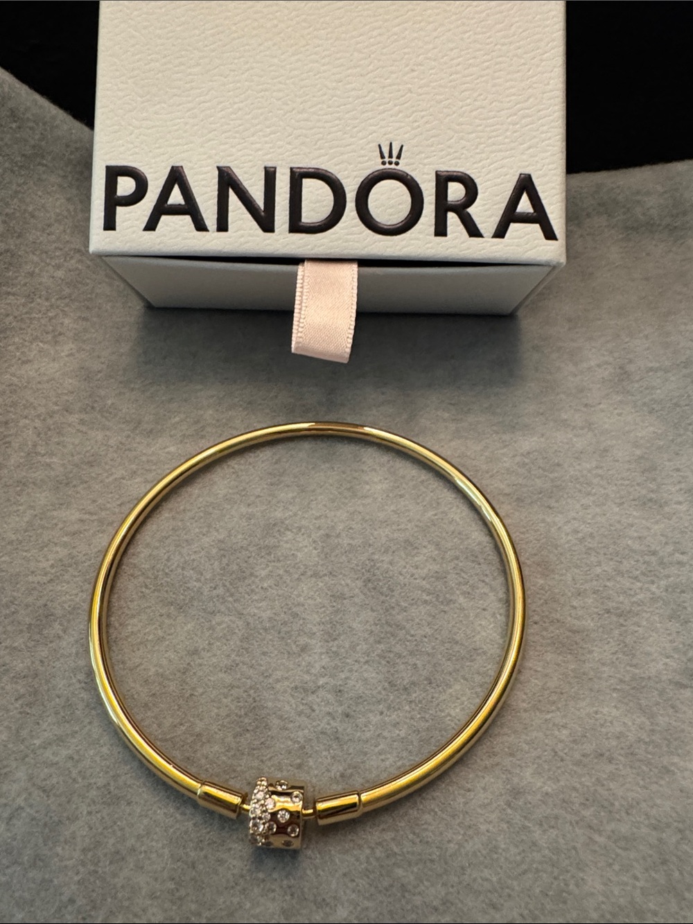 Pandora 14k gold plated CZ Clasp Bangle Bracelet